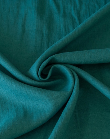 Aqua blue washed 100% linen fabric