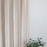 Beige tab top washed linen curtain panel with stripe