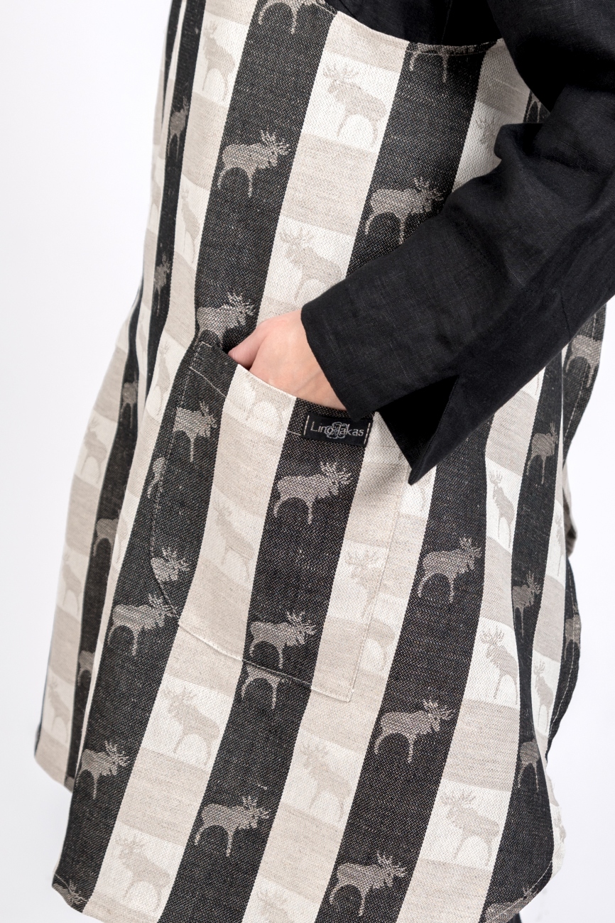Black cross back apron with elk pattern