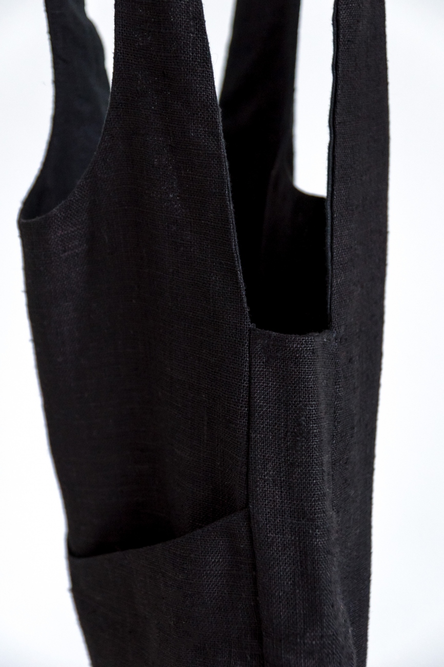 Black linen shoulder bag