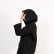 Black linen summer duster with a hood
