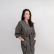 Black striped linen-cotton blend bathrobe