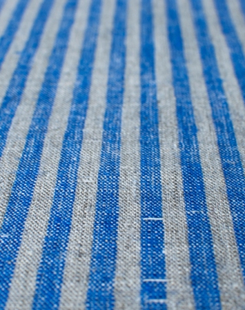 Blue & natural linen with candy stripe pattern