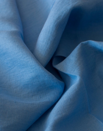 Blue 100% washed linen fabric
