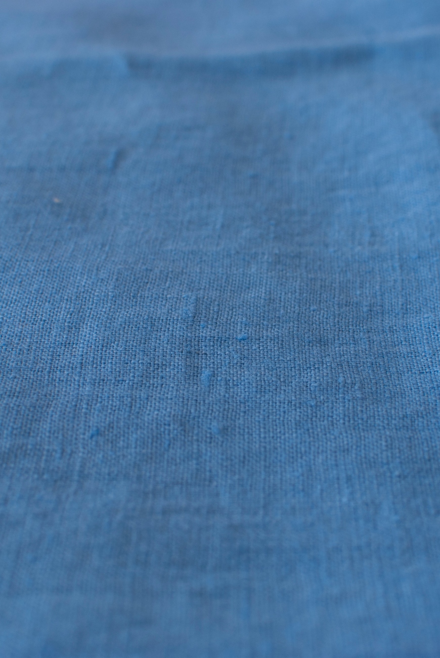 Blue 100% washed linen fabric | Linen Boutique
