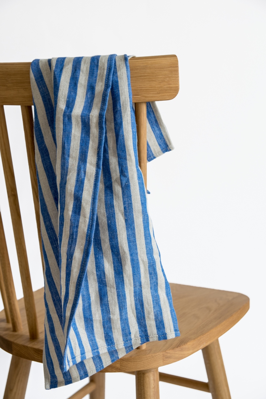 Blue striped kitchen towel