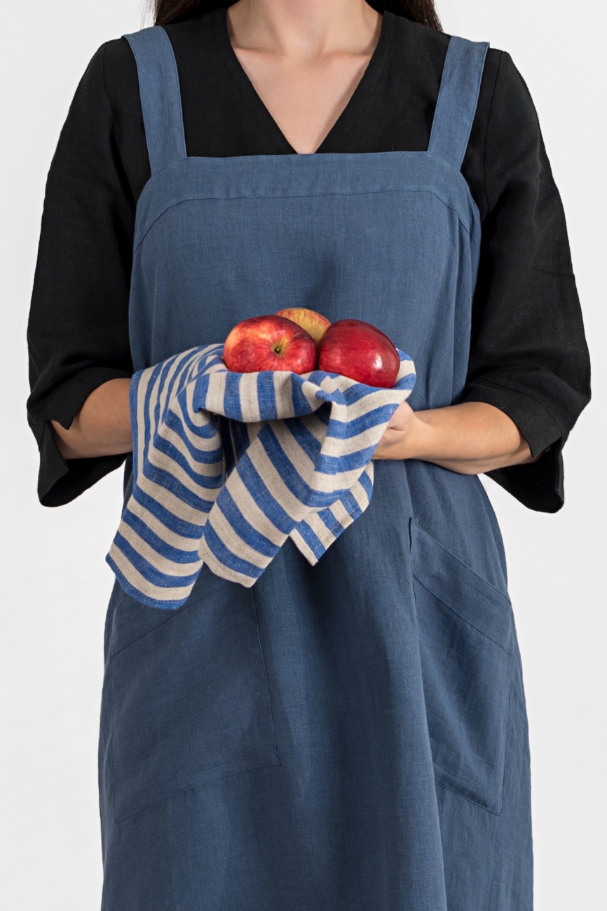 Blue striped kitchen towel