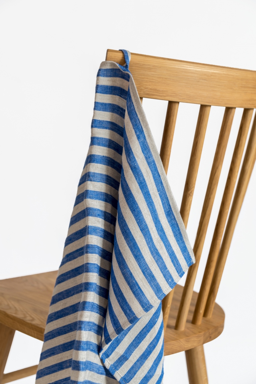 Blue striped kitchen towels
