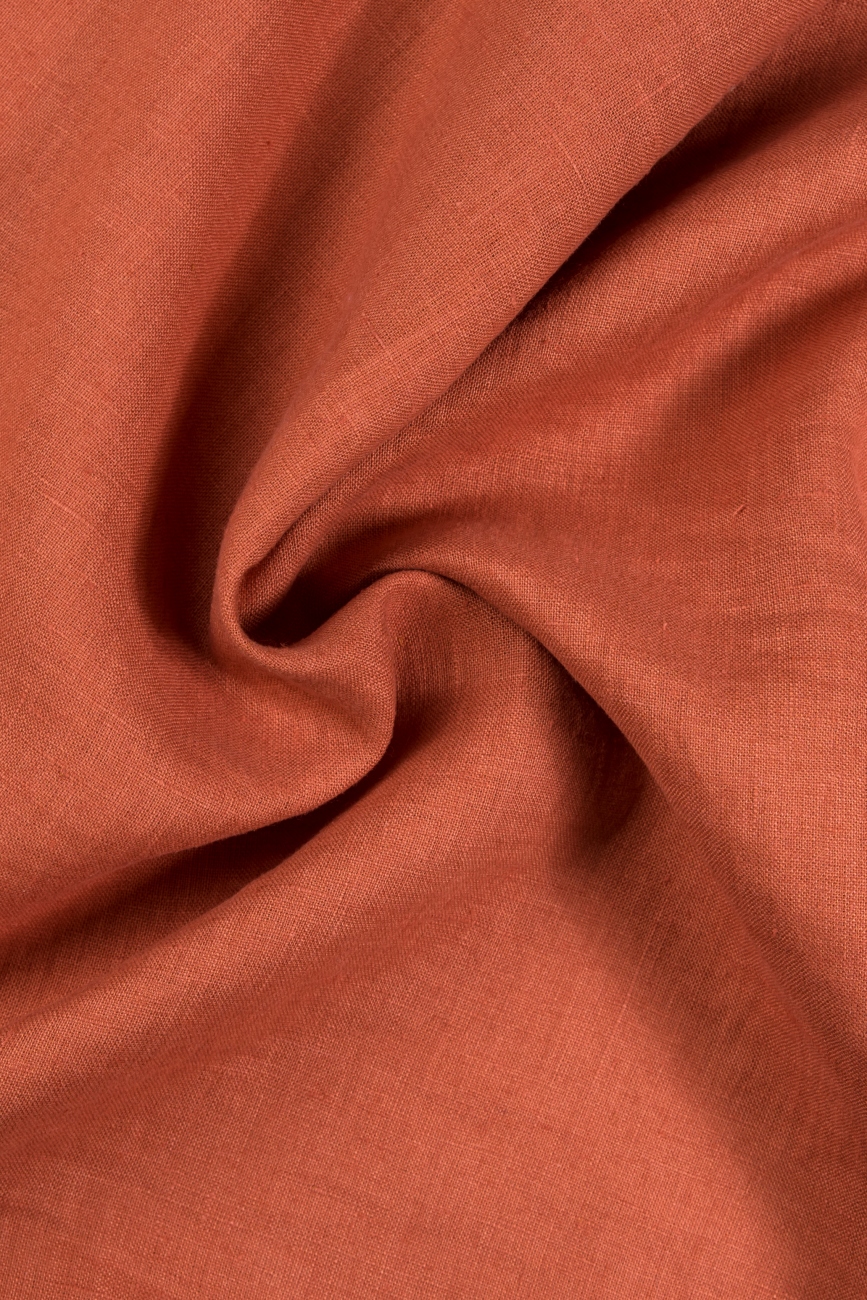 Burnt orange lightweight washed linen fabric