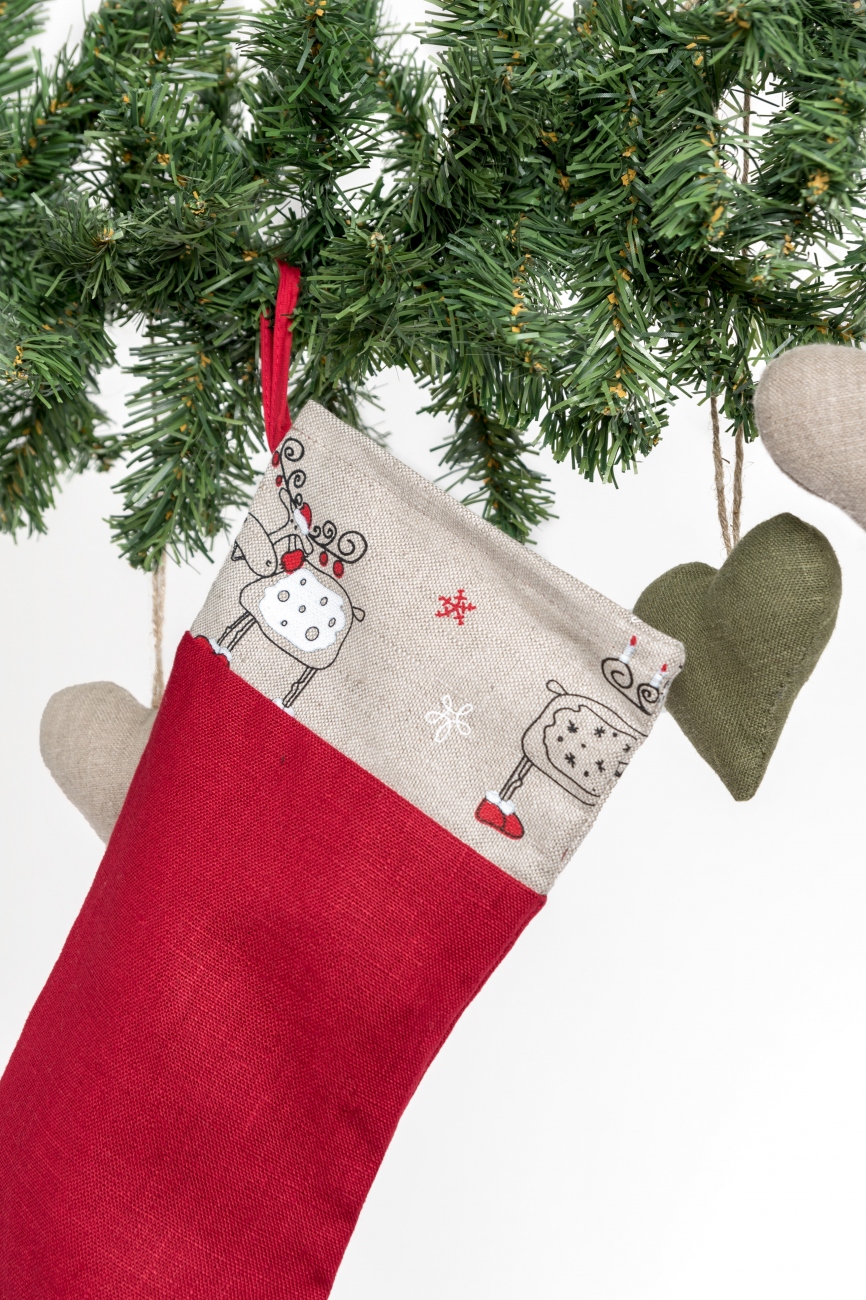Christmas stocking with deer cuff