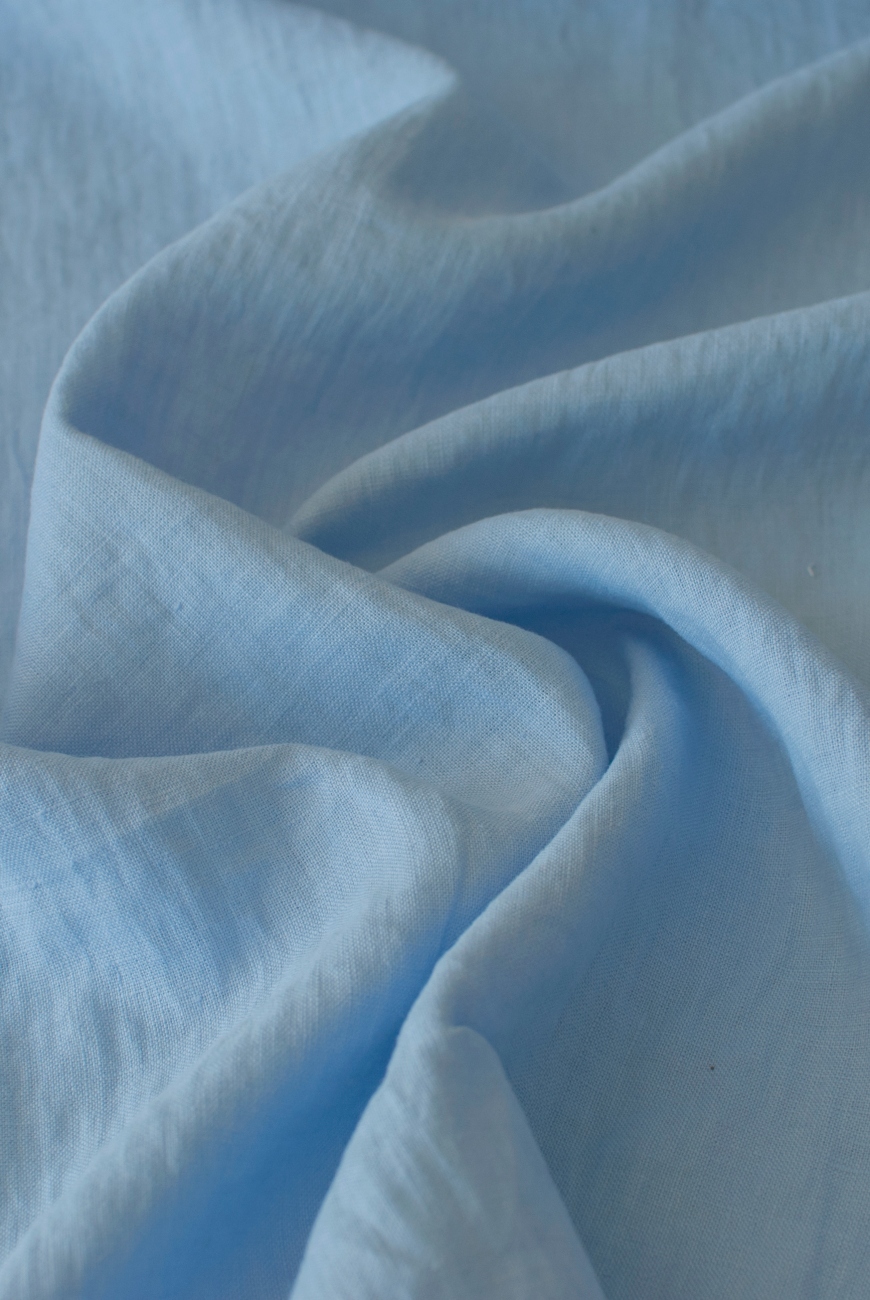 Cornflower blue washed 100% linen fabric