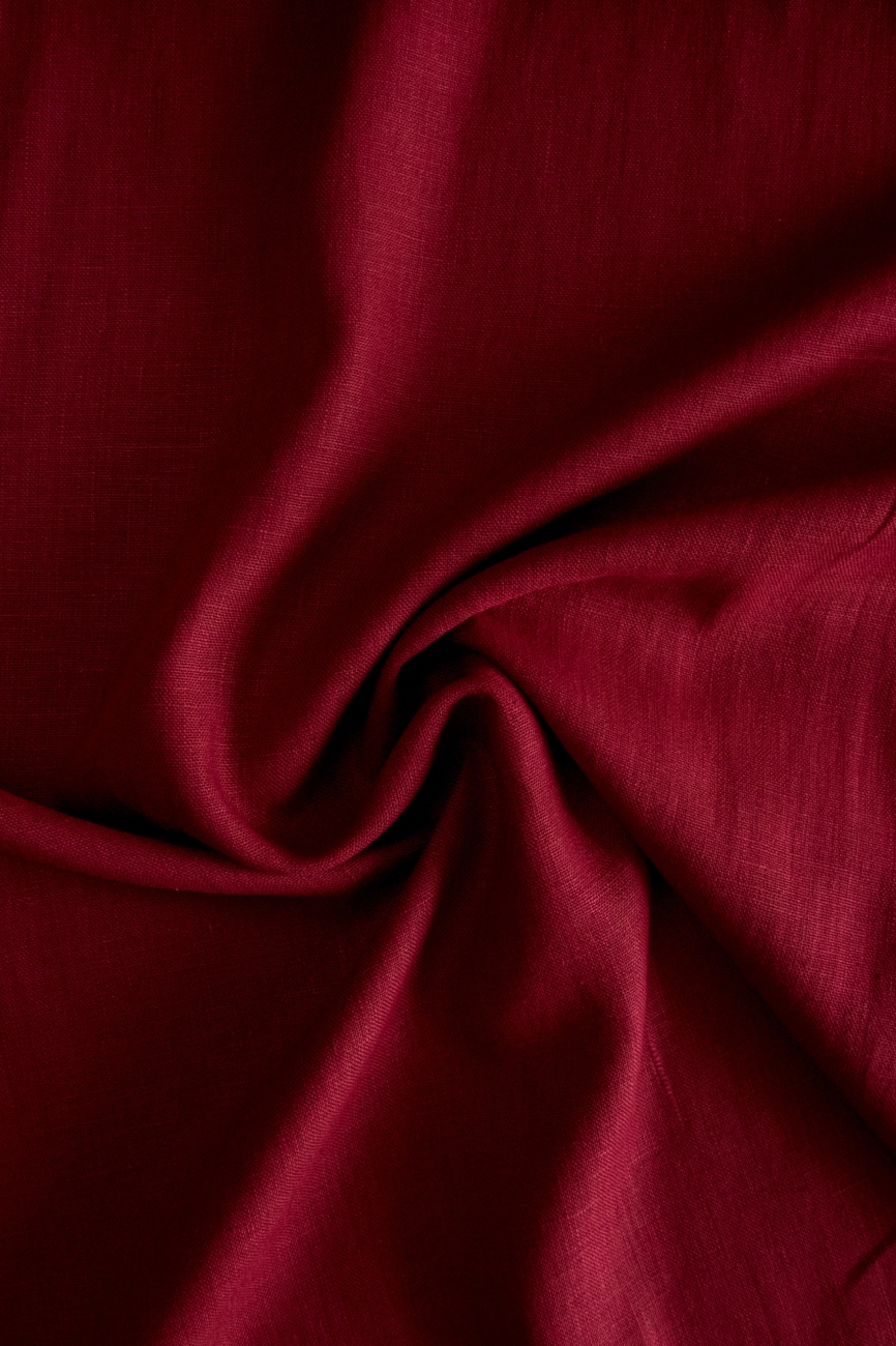 Cranberry red 100% linen fabric
