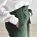 Dark green fitted linen pants with paper bag waist