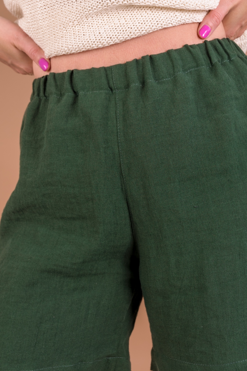 Dark green linen shorts
