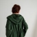 Dark green linen summer jacket with a hood