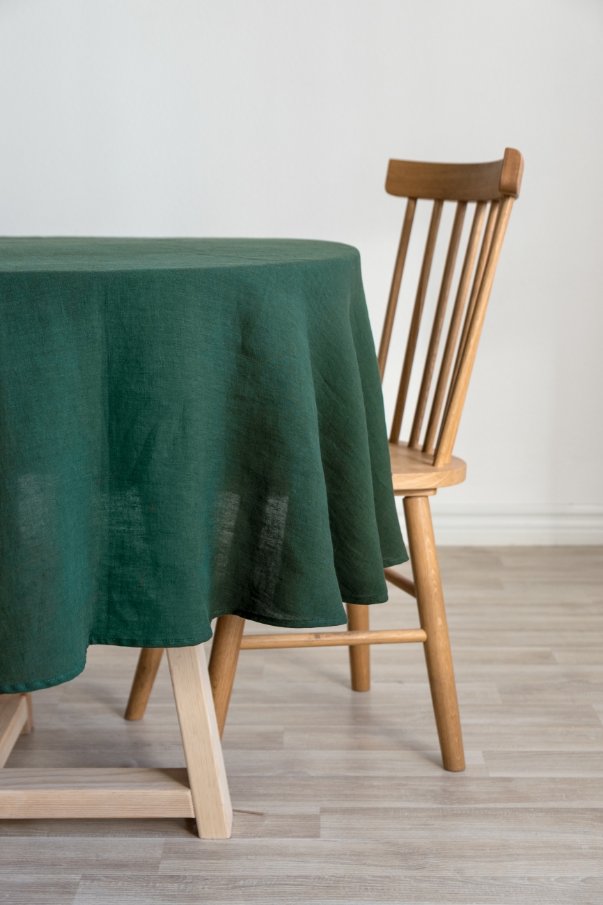 Dark green round tablecloth