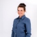 Denim blue button-up linen shirt for women