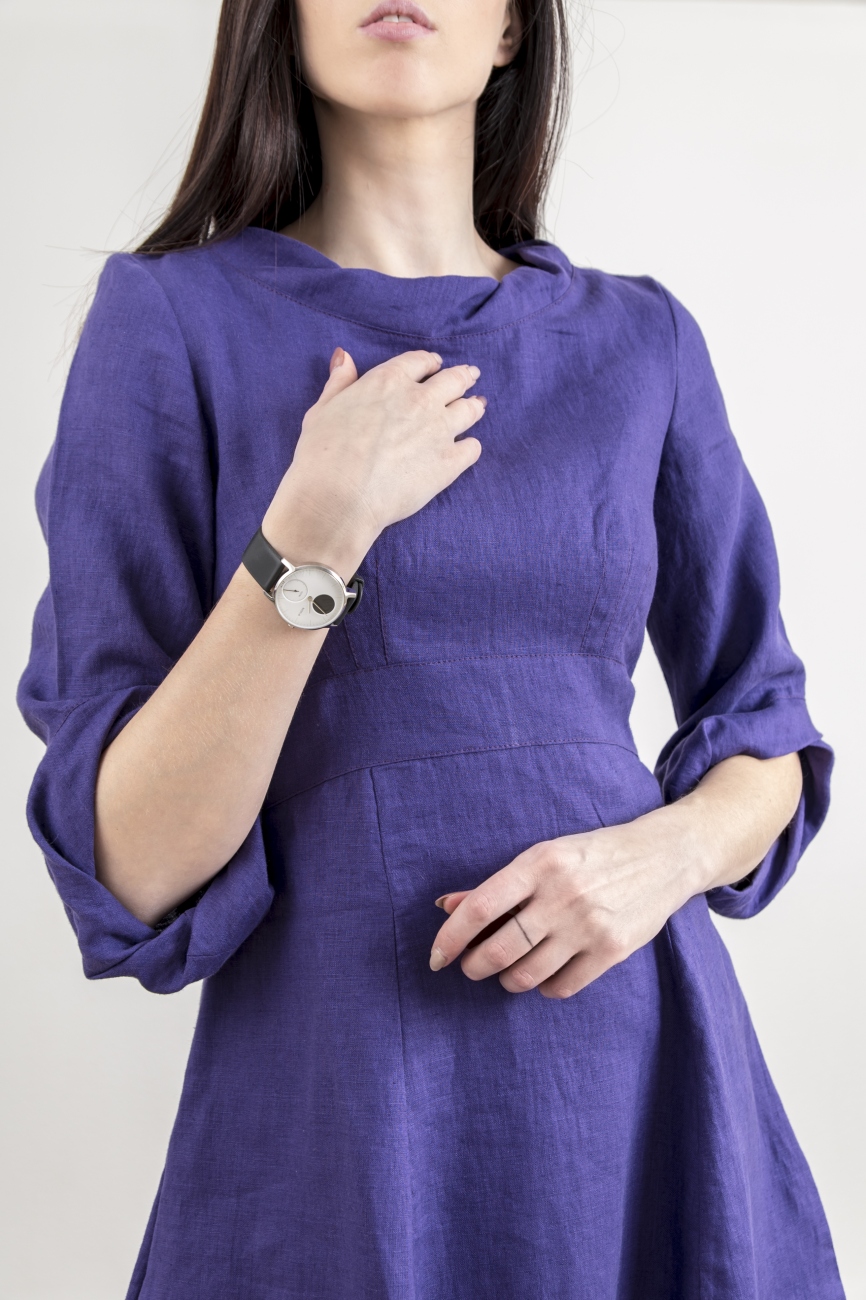 Elegant purple linen dress