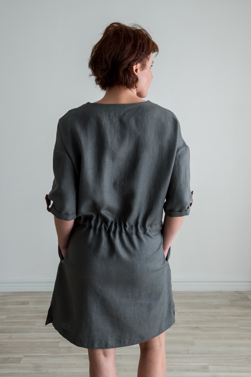 Graphite grey linen tunic dress