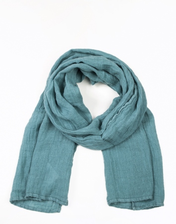 Green teal linen scarf