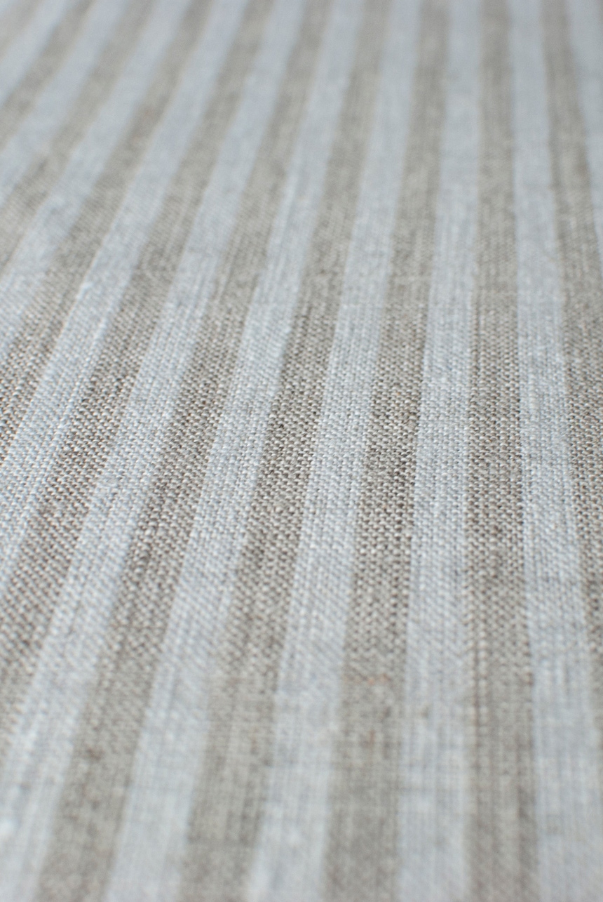 Grey & white linen with candy stripe pattern