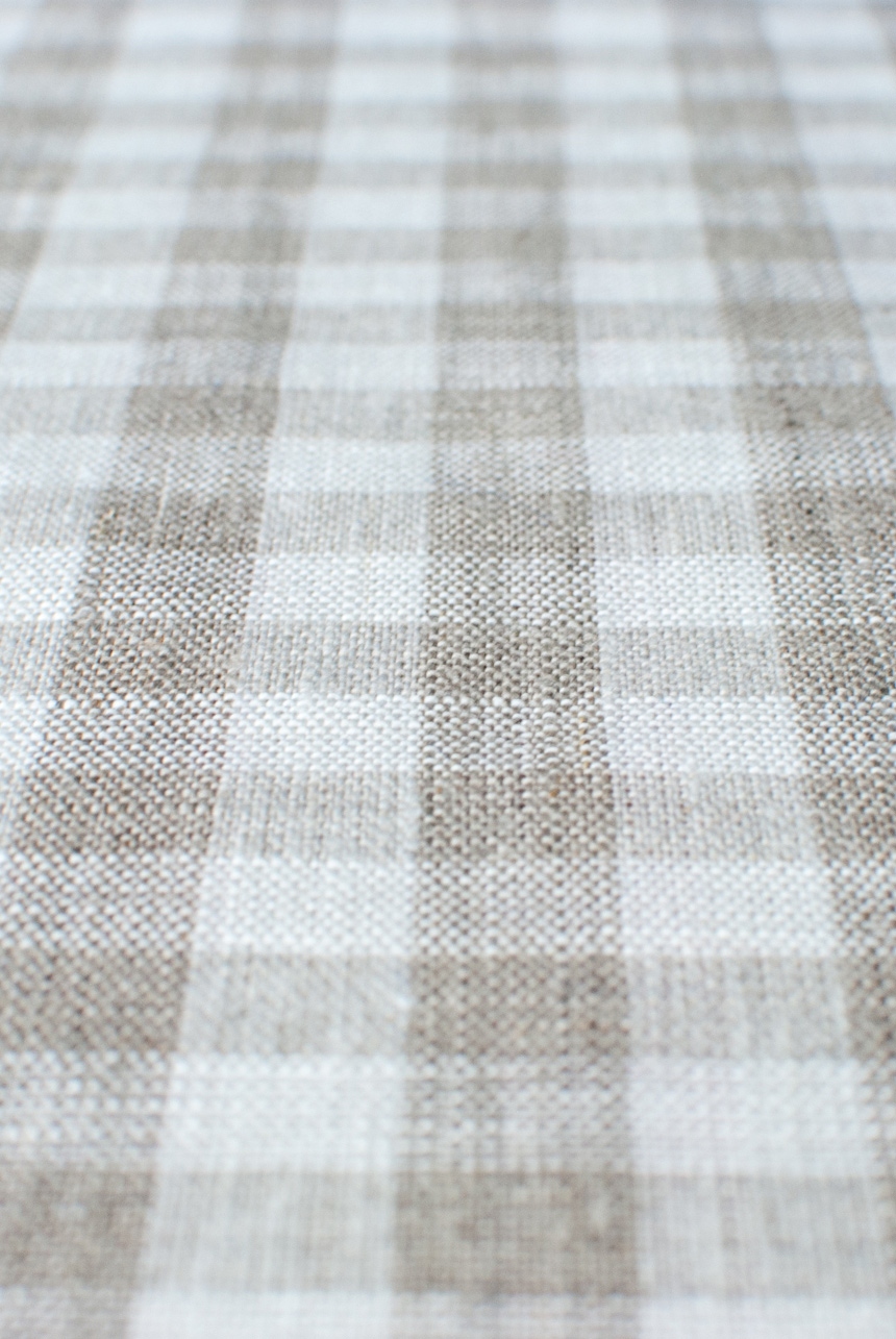 Grey & white linen with gingham pattern