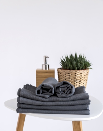 Grey quick-drying towel from pure linen