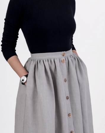 Light grey button midi skirt