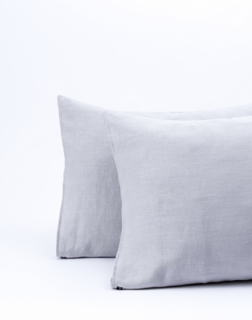 Light grey washed linen pillowcase