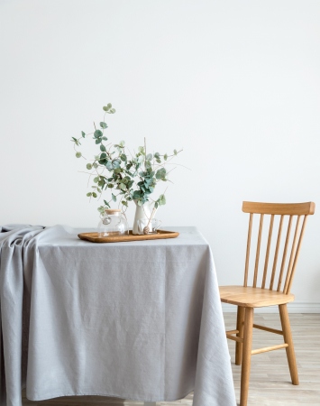Light grey washed linen tablecloth