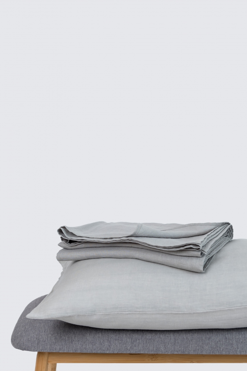 Light grey washed linen top sheet