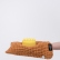 Linen blend wash glove in mustard