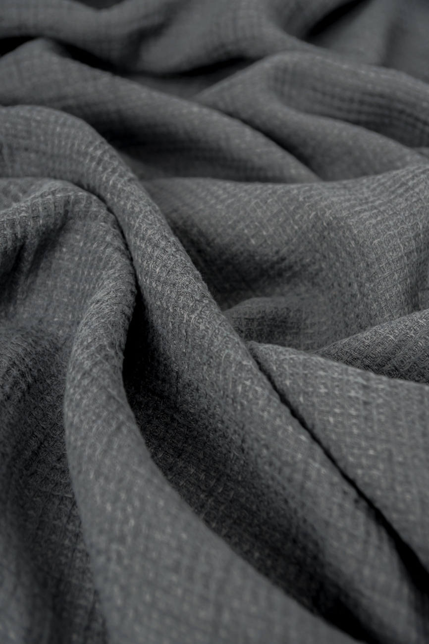 Midweight waffle linen fabric in grey