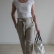 Natural fitted linen pants with paper bag waist