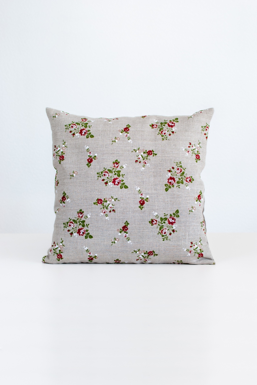 Natural floral linen cushion covers