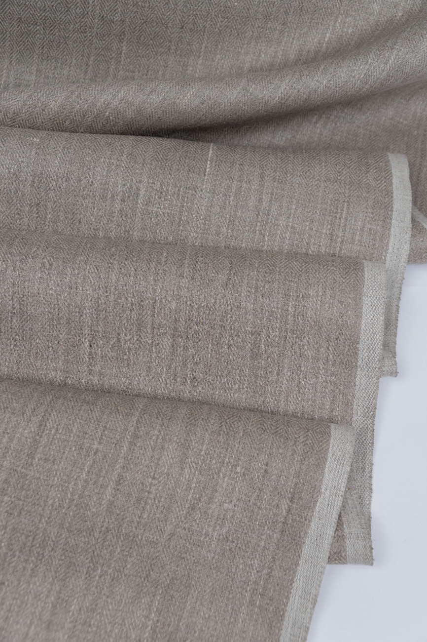 Natural linen fabric with diamond pattern