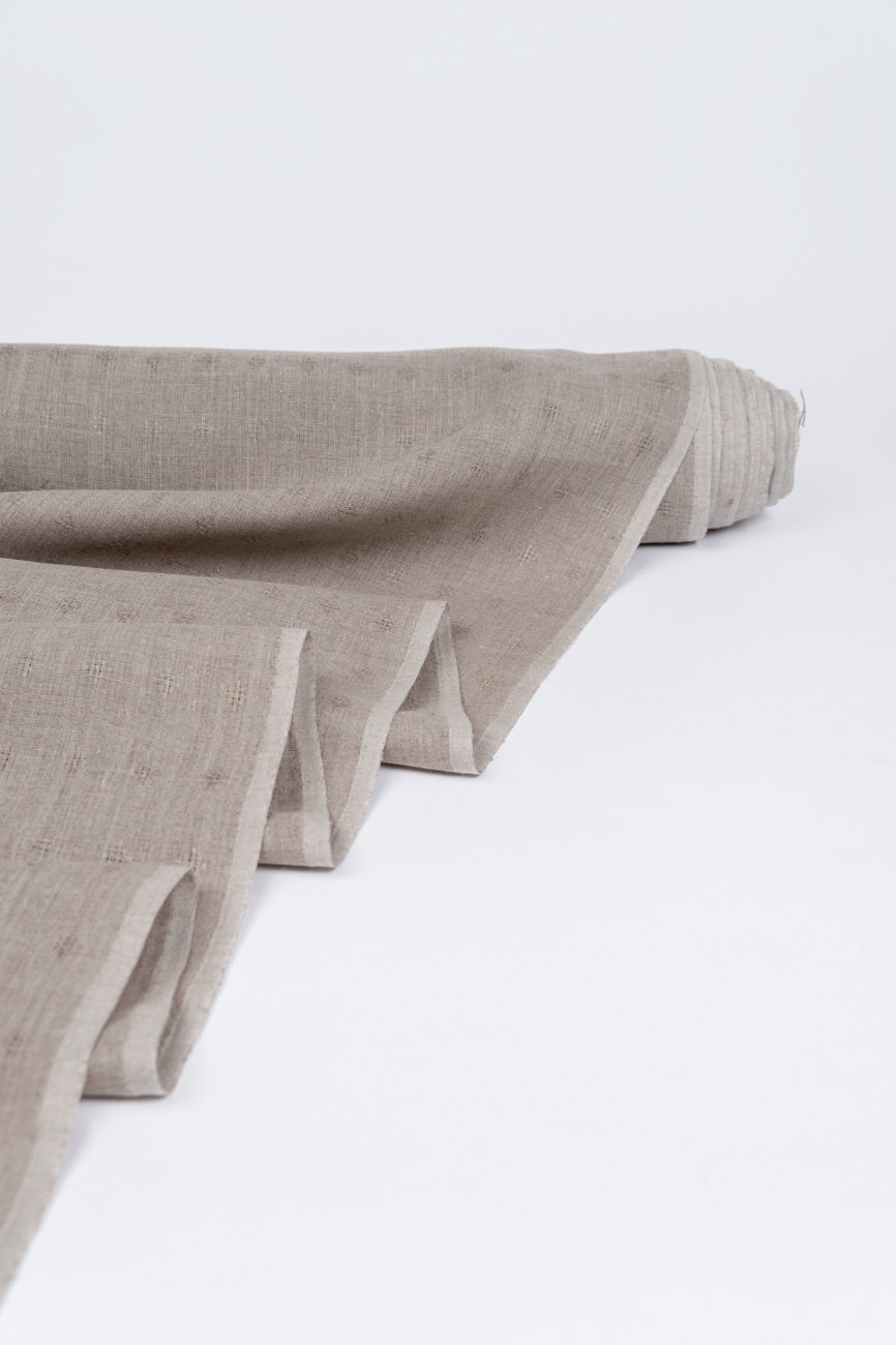 Natural linen fabric with small pattern