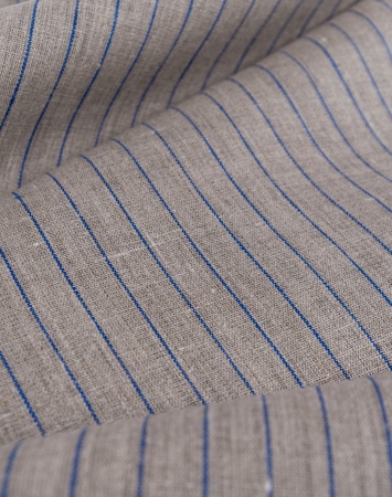 Natural middle-weight linen with blue pencil stripes