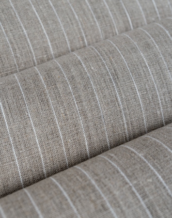 Natural middle-weight linen with white pencil stripes