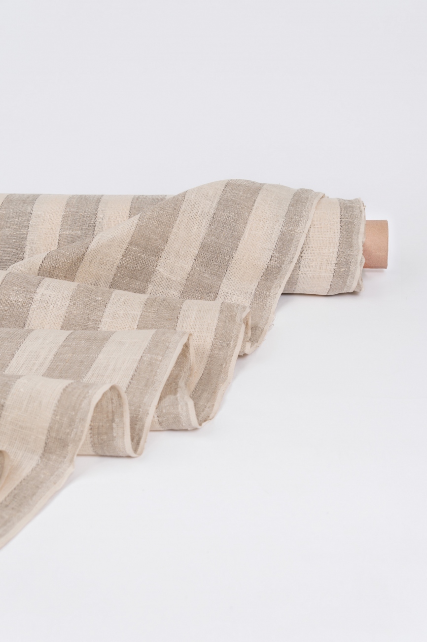 Natural striped linen fabric
