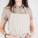 Natural vichy linen bib apron with a double pocket