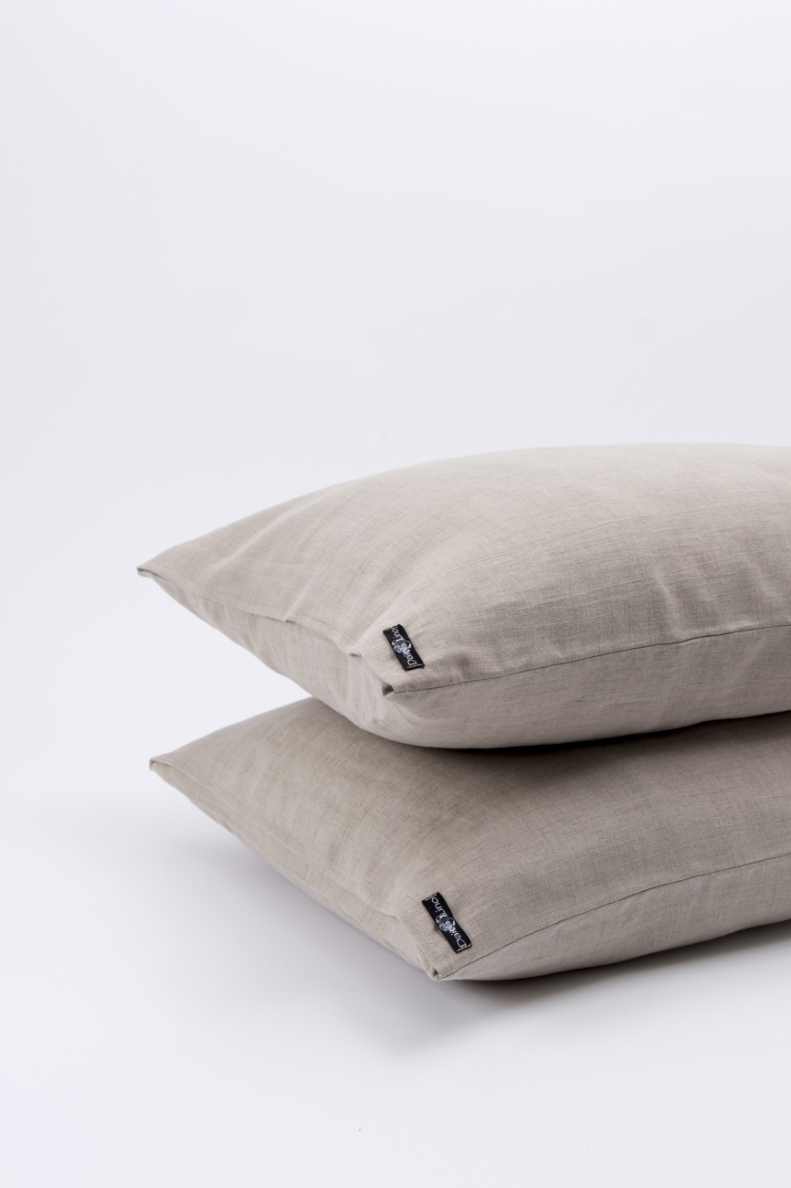 Natural washed linen pillowcase