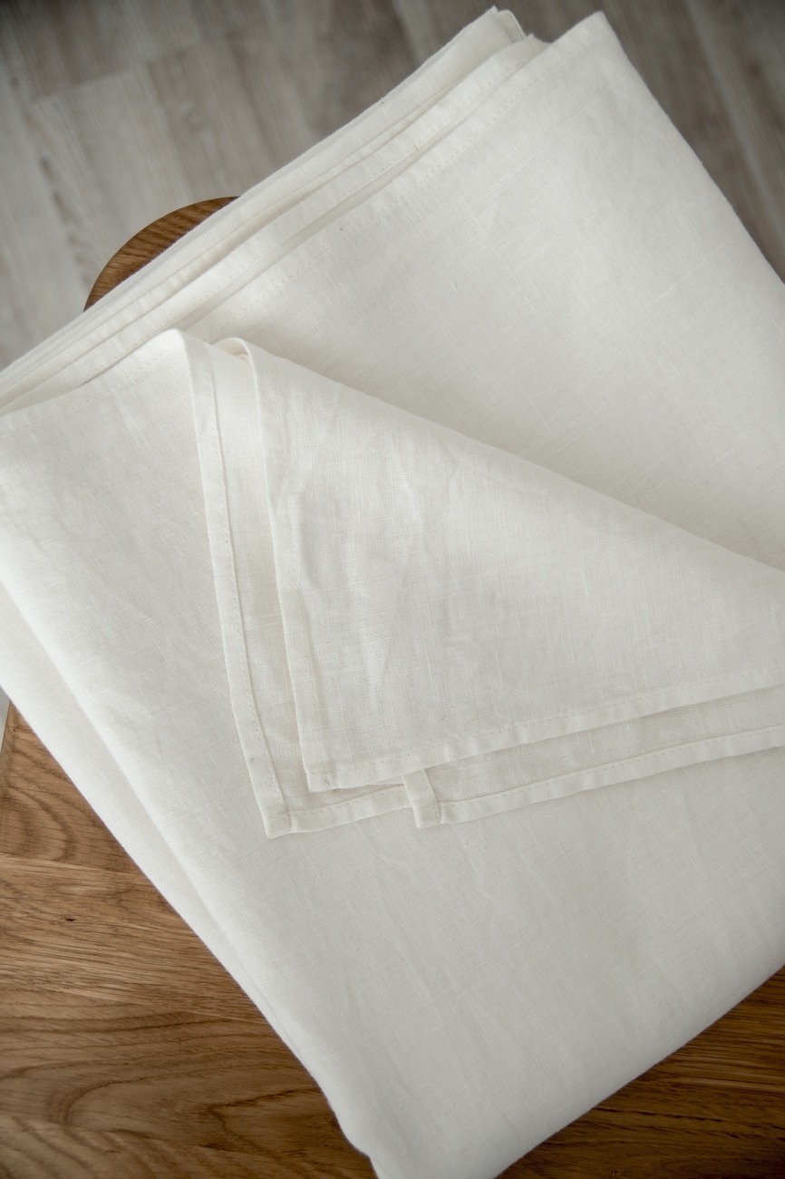 Off-white flat linen sheet