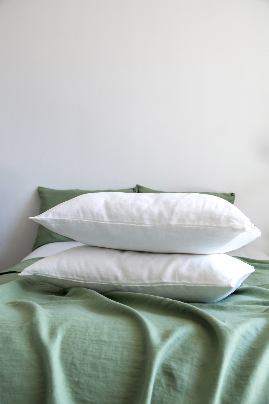 Off-white washed linen pillowcase