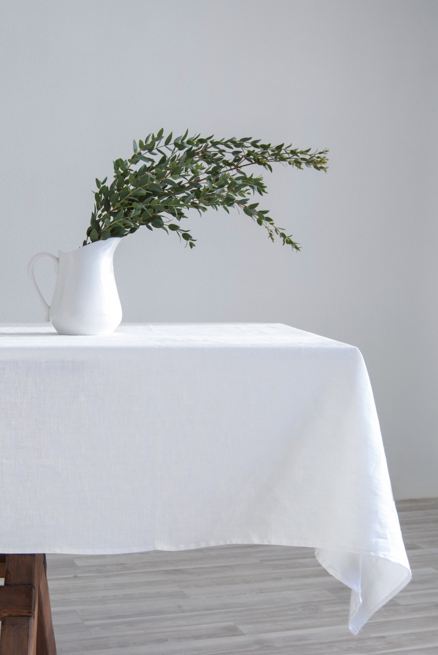 Off-white washed linen tablecloth