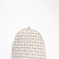 Padded grey linen tea cozy with gingham pattern
