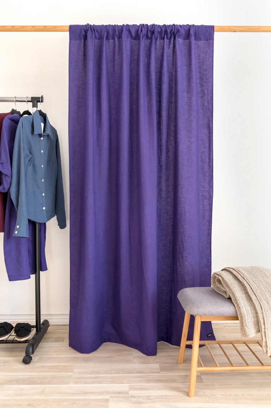 Purple curtain panel with rod pocket