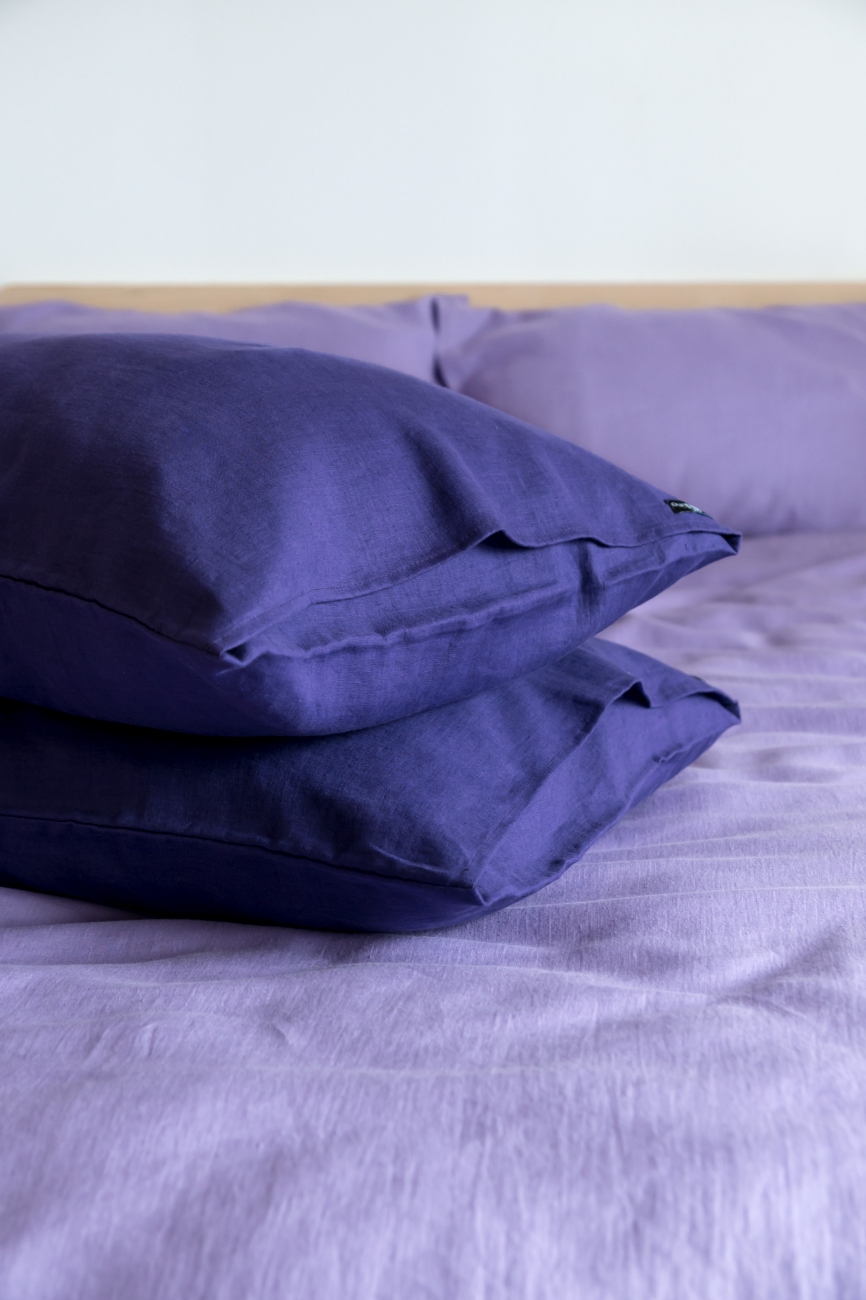 Purple linen pillowcase