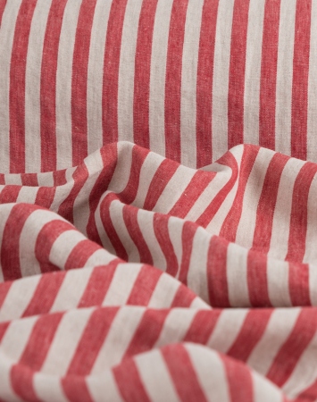Red striped linen flat sheet