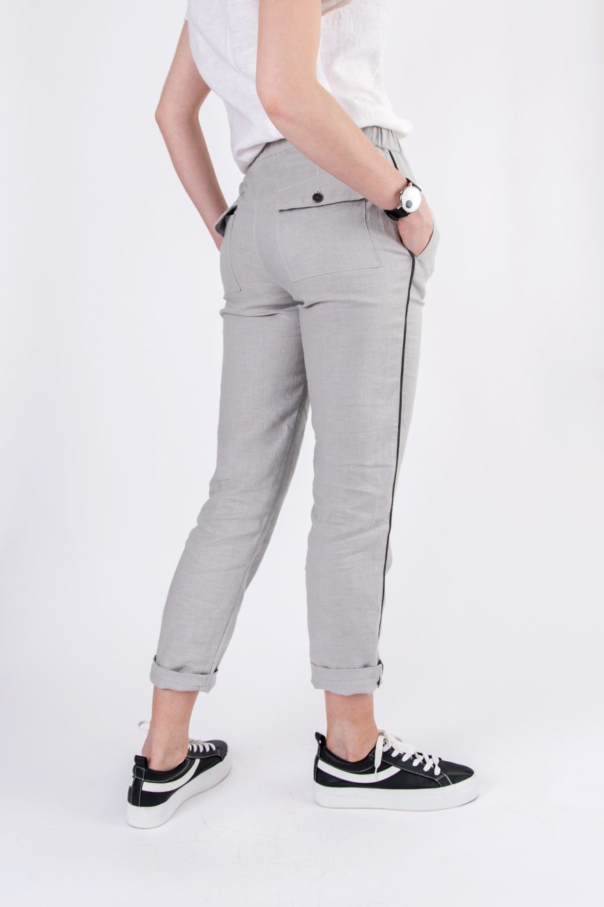 Relaxed fit grey linen summer pants